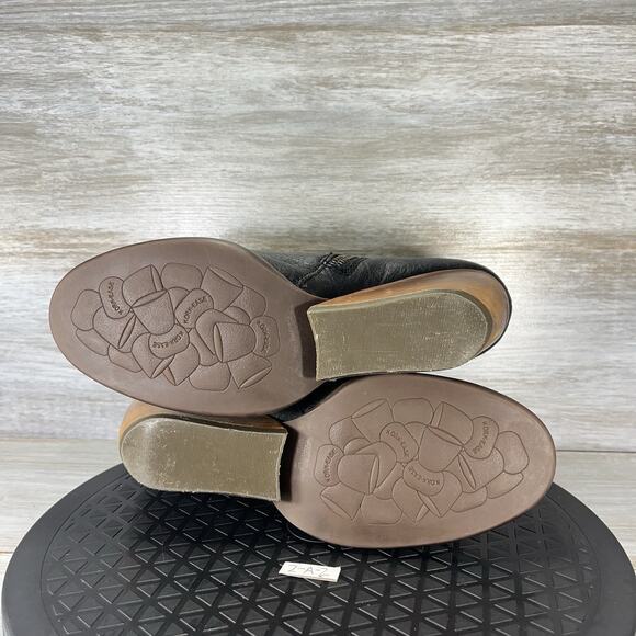 Kork-Ease Women's Michelle Black Leather Side Zip Biker Wedge Boots Size 6.5 - Picture 10 of 10